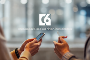 Um cliente usando o aplicativo do Banco C6 para solicitar um empréstimo.