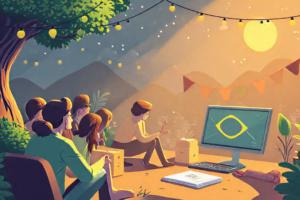 Imagem ilustrativa de um leilão online com destaque para descontos