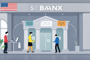 Imagen que muestra opciones de financiamiento para extranjeros ofrecidas por Citibank, Santander y Bank of America en los Estados Unidos.
