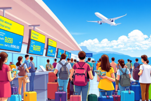 Imagem de uma pessoa segurando um bilhete de avião, simbolizando a busca por passagens aéreas a preços acessíveis.