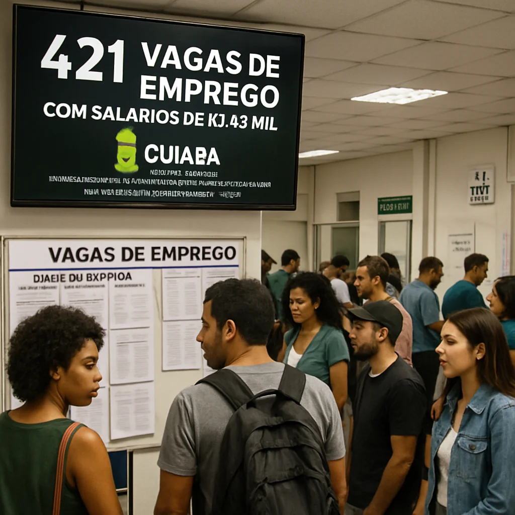 Cuiabá tem 421 vagas com salários de até R$ 4,9 mil em agosto 2025
