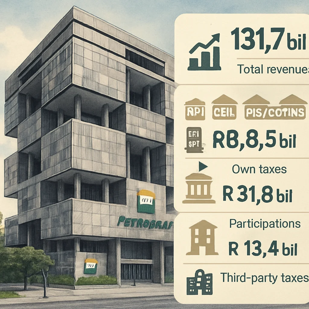 Petrobras 2025: R$131,7 bi em tributos no 1º semestre, arrecadação detalhada