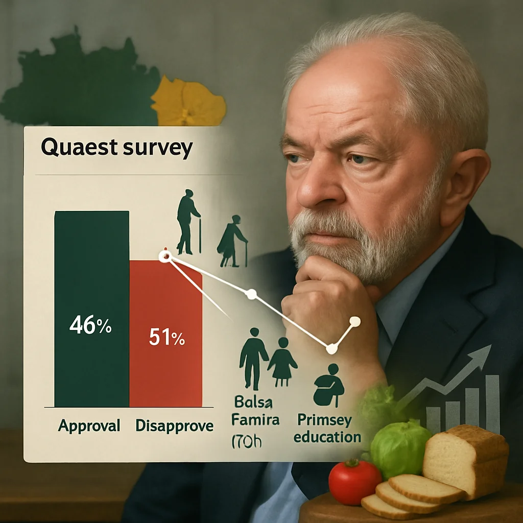 Quaest: 51% desaprovam e 46% aprovam governo Lula, avanço no Nordeste
