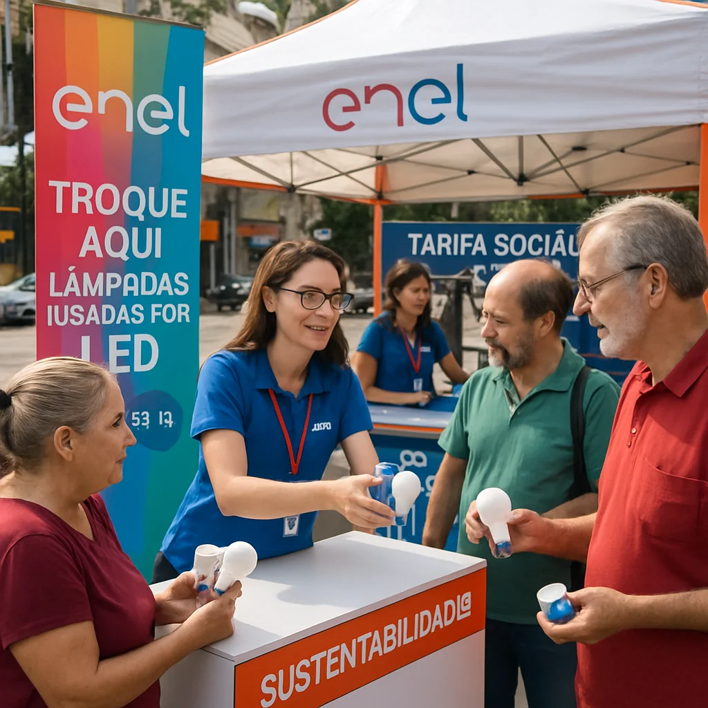 Ação Enel Compartilha: Troca de Lâmpadas e Dicas para Economia de Energia de 18 a 23/08