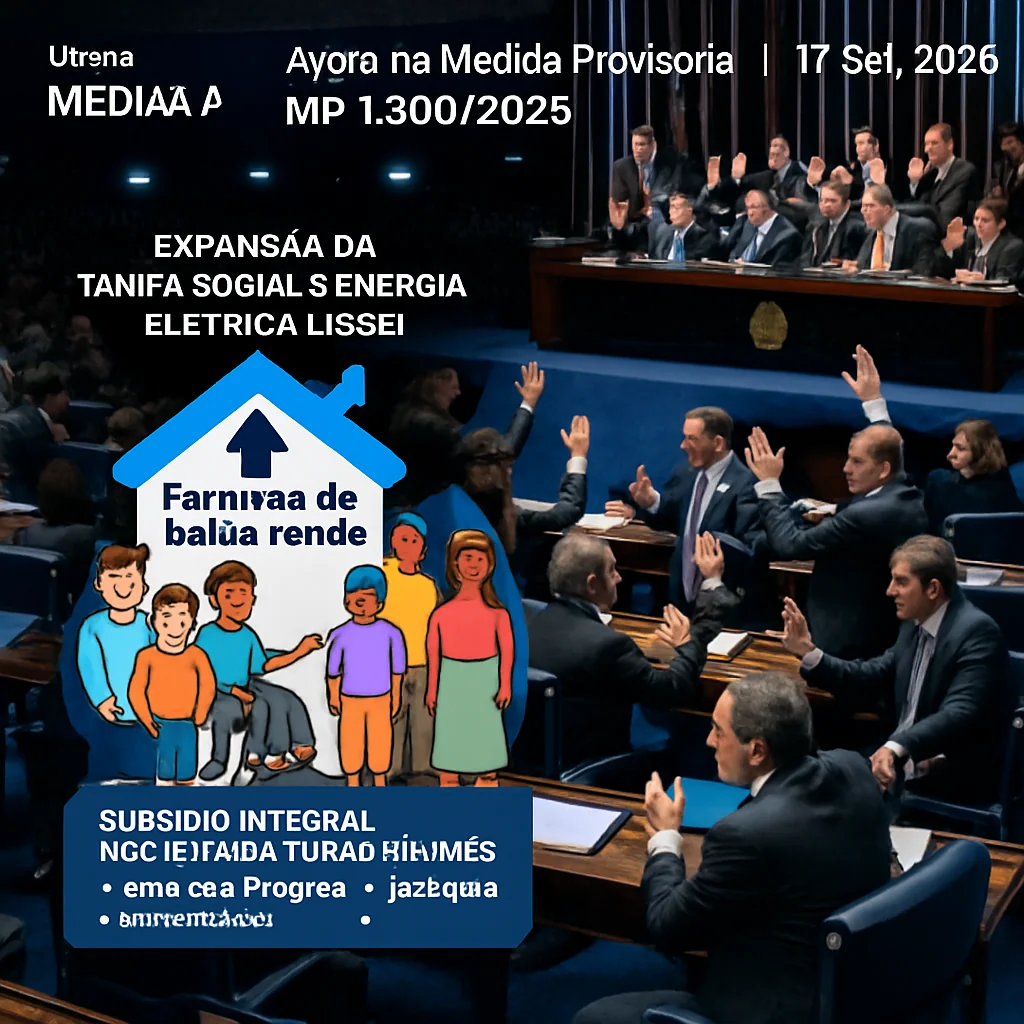 17.09.25 Senado aprova ampliação tarifária para baixa renda: MP 1.300/2025 promulgação