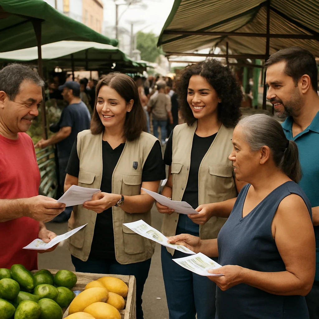 Prefeitura de Santana realiza ação de panfletagem do Bolsa Família na feira em 16/09/2025