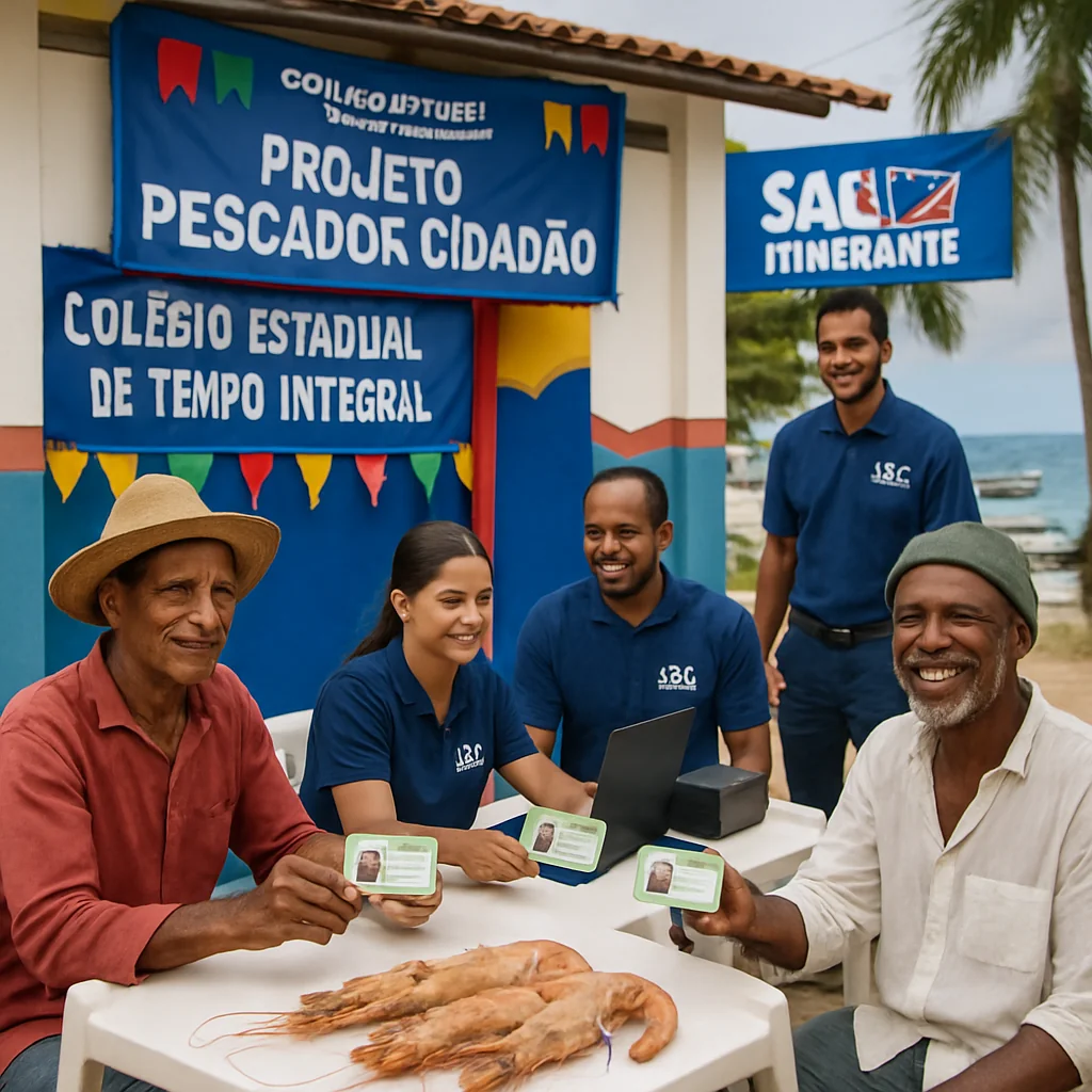 SAC Itinerante emite CIN para pescadores de camarão na Bahia 2025