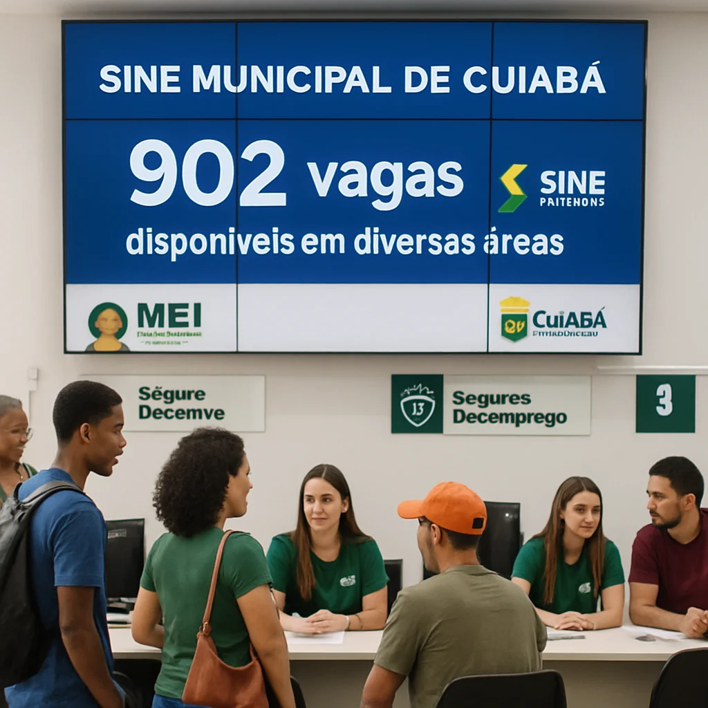 Negócios: Sine Cuiabá oferta 902 vagas diversificadas em 22/09/2025