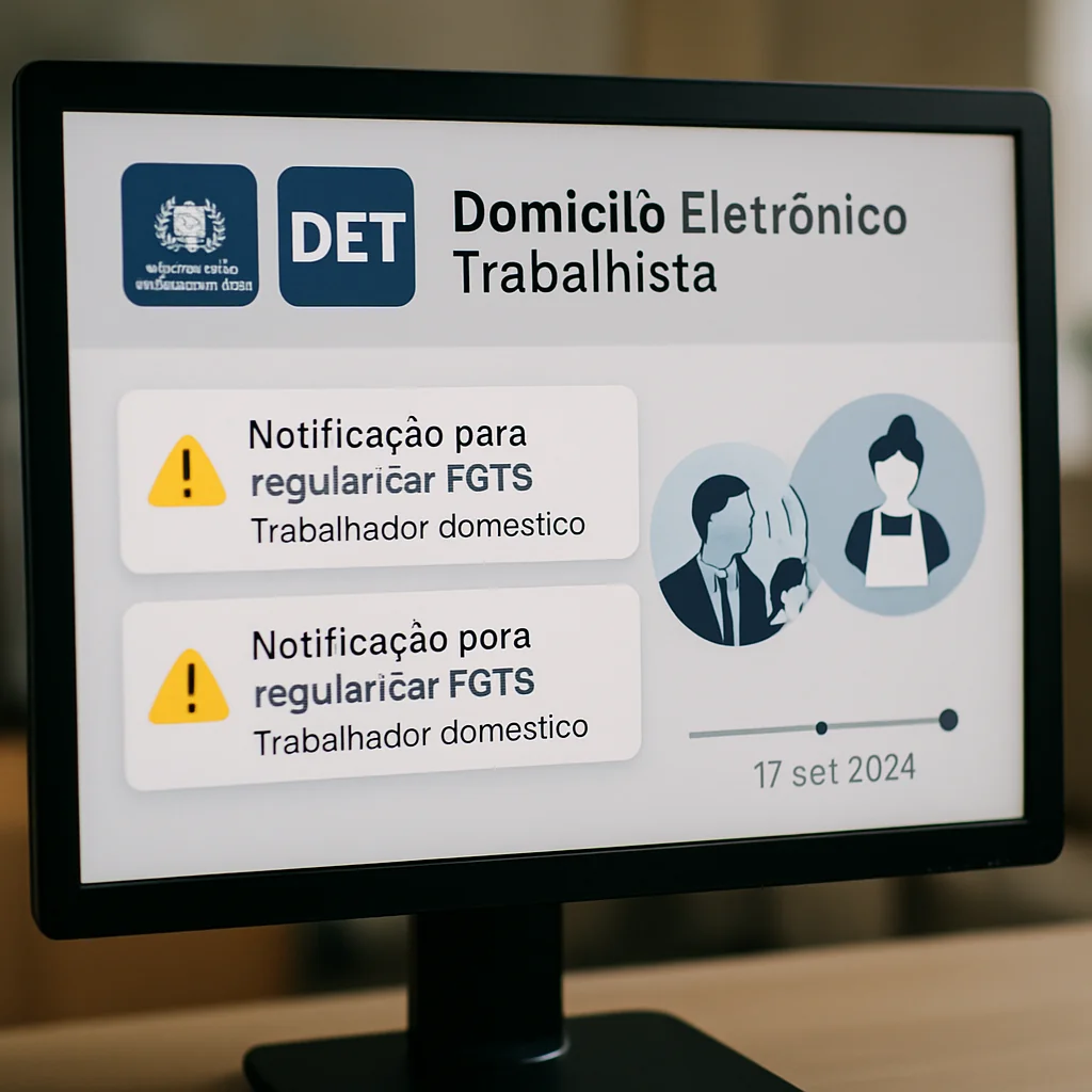A partir de 17/09, 80 mil empregadores receberão notificações para regularizar FGTS doméstico via DET